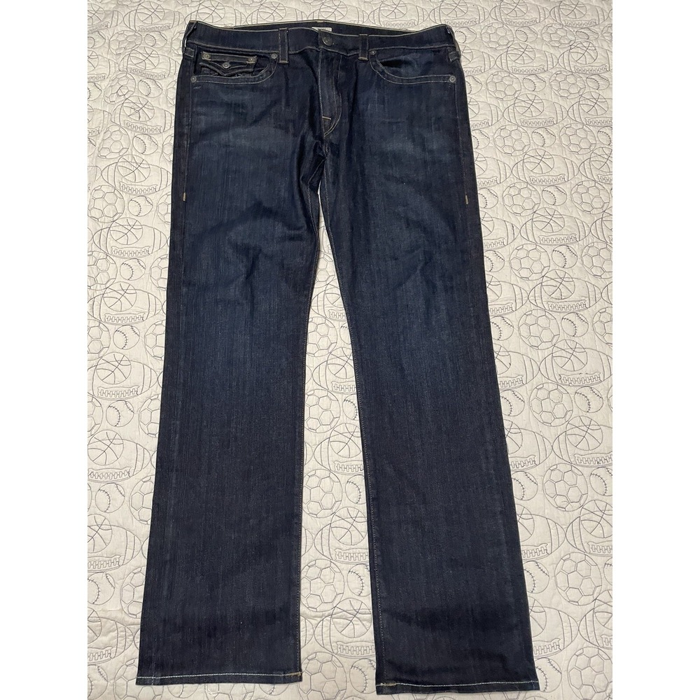 True Religion Mens Ricky Relaxed Straight Jeans Flap Pockets Size 40 x 35